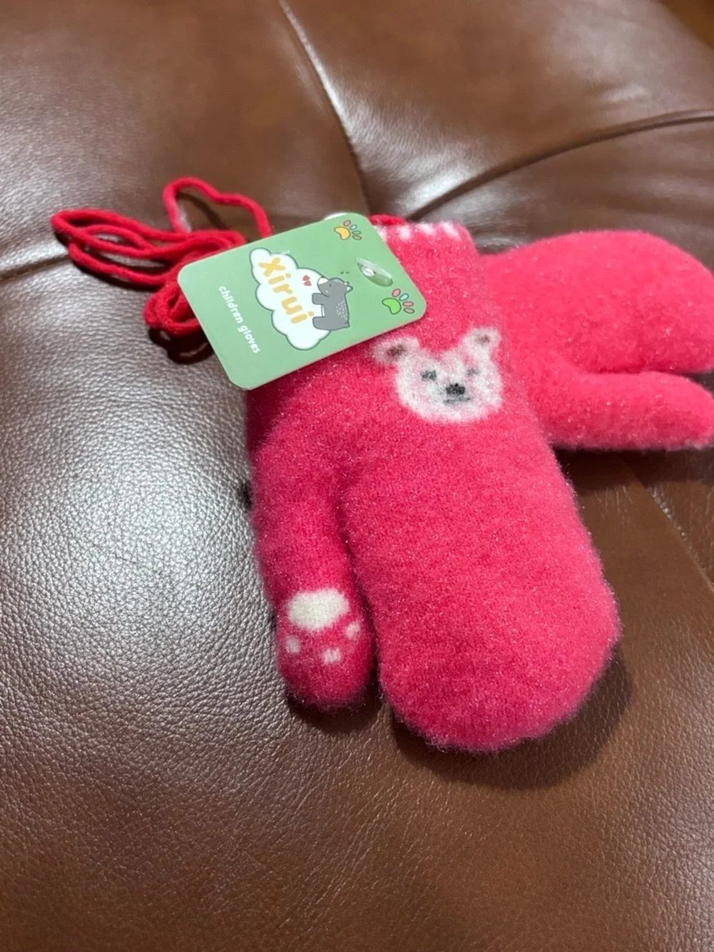 NWT Kids Pink Bear Mittens - Cozy Winter Gloves